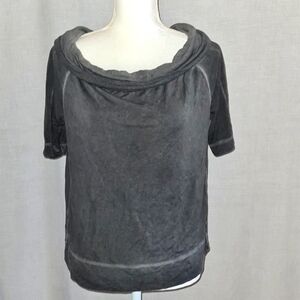 LOU & GREY M top, grey roll collar, Good Used Condition, Rayon/Spandex very soft